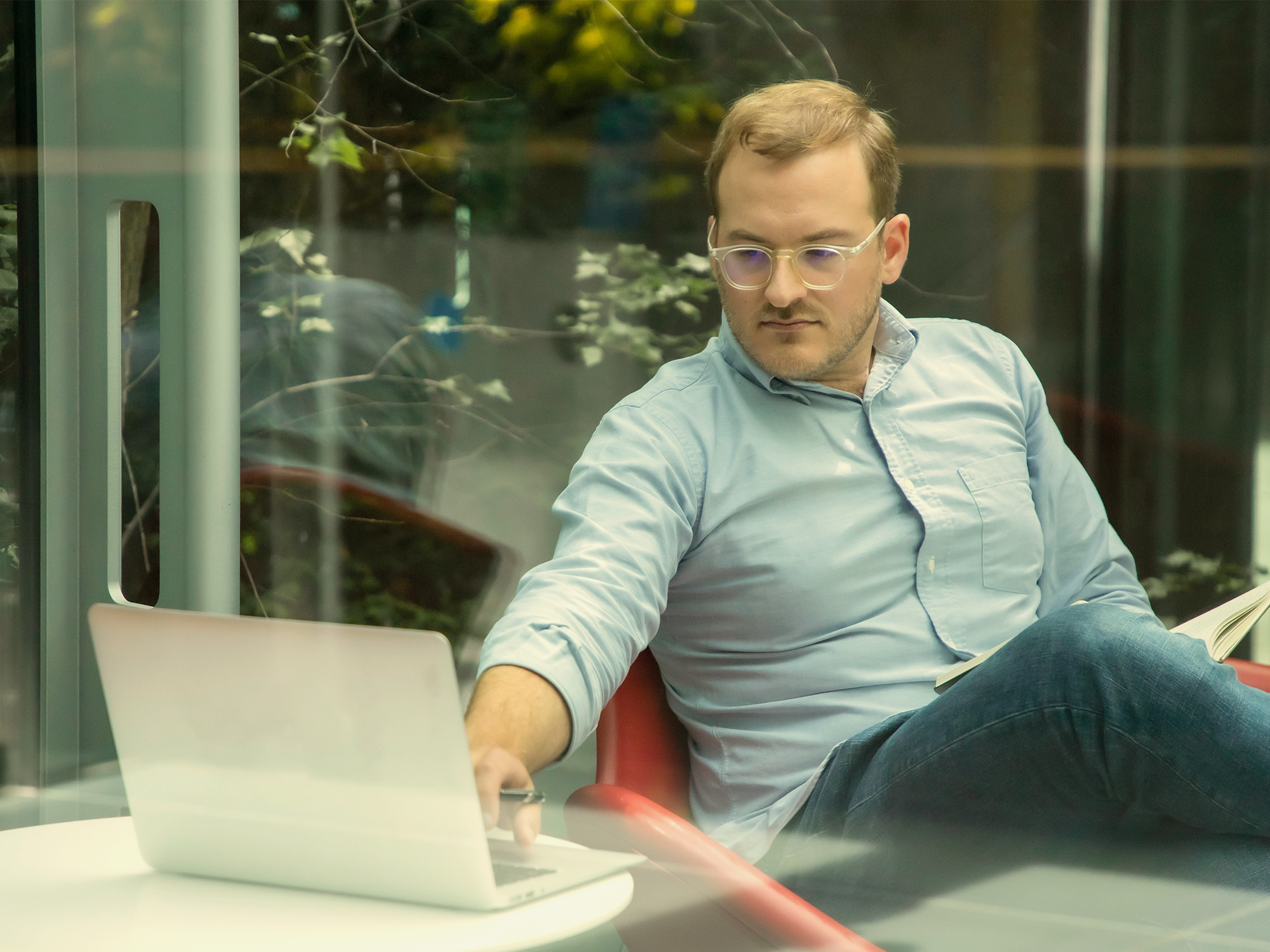Male Student Looking at Computer