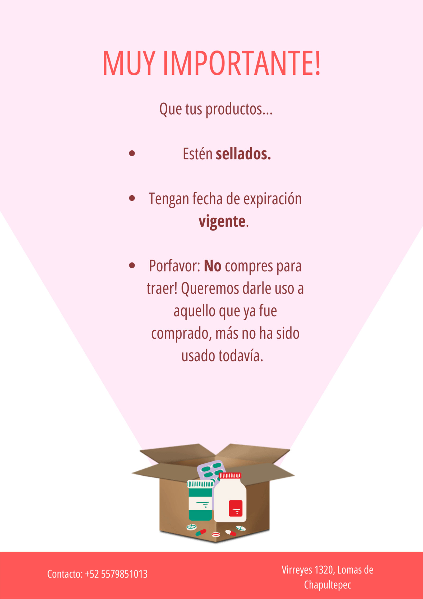 Flier for medicine drive.