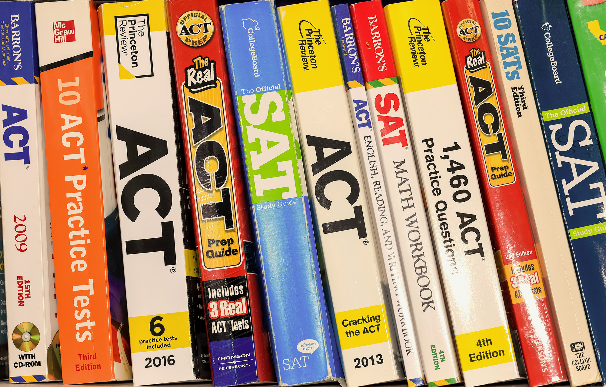 SAT and ACT prep books.