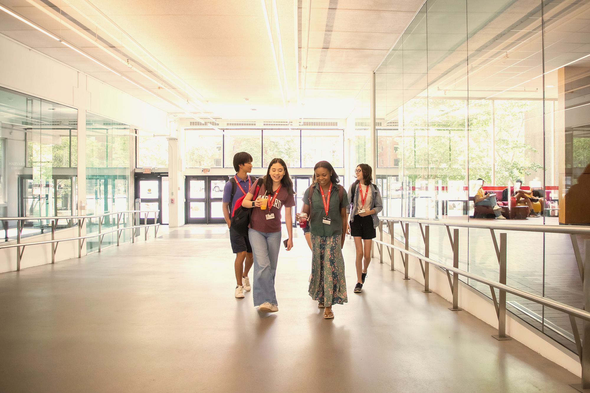 Students walking down the hallway.