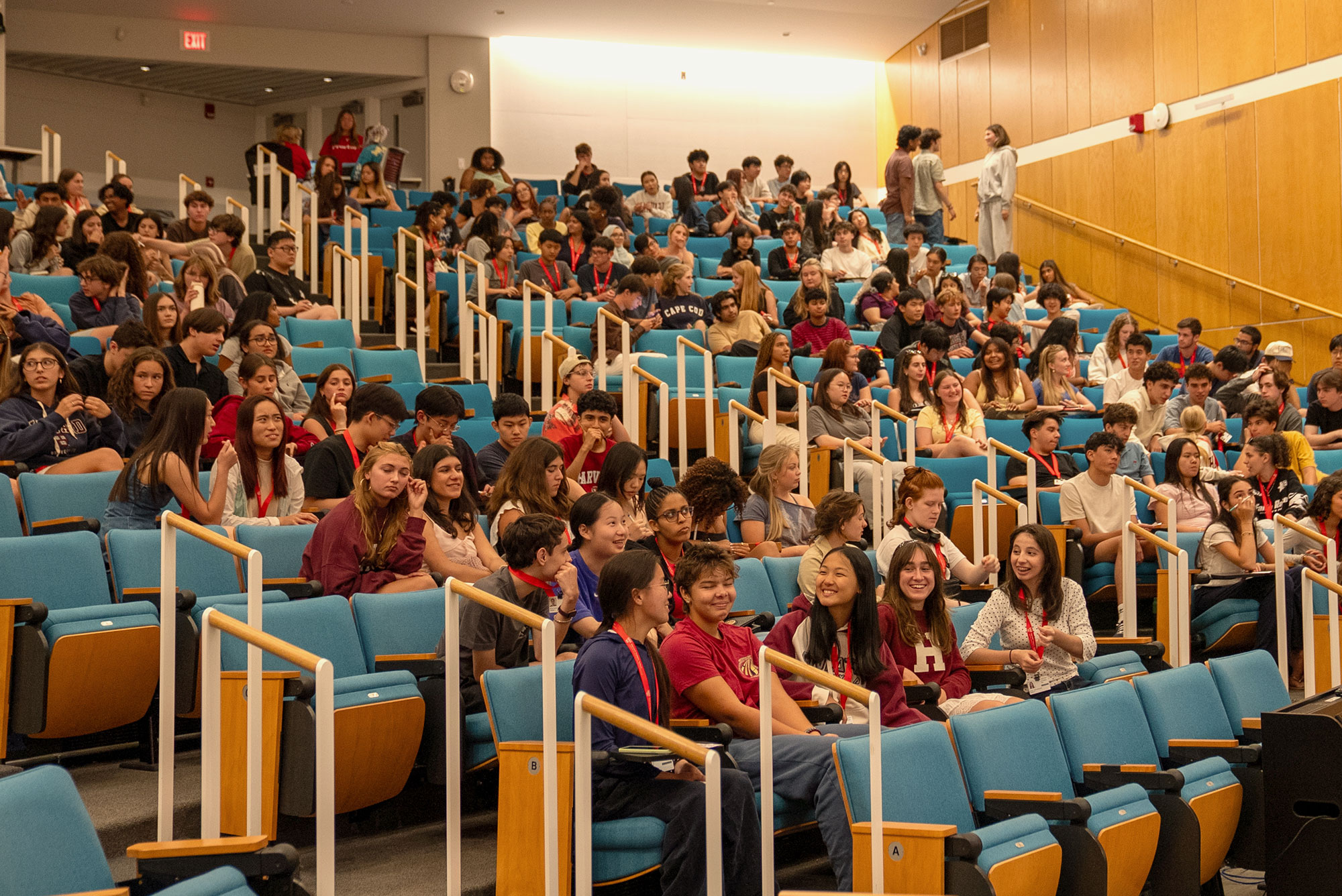 A group of Harvard Summer School Pre-College students participate in a trivia event on campus.